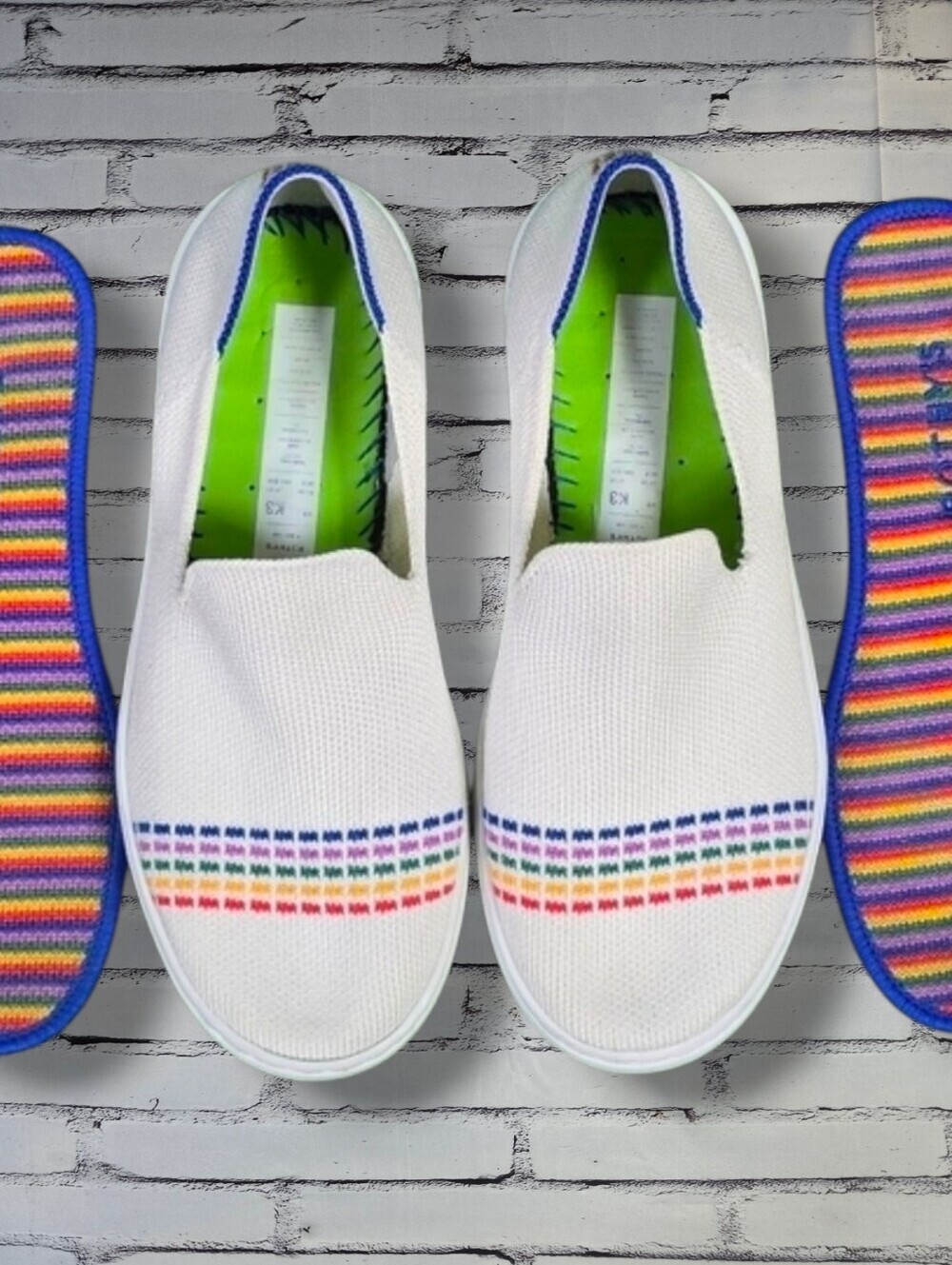 ROTHY'S | KIDS STRETCH KNIT CANVAS RAINBOW SLIP-ON SHOES